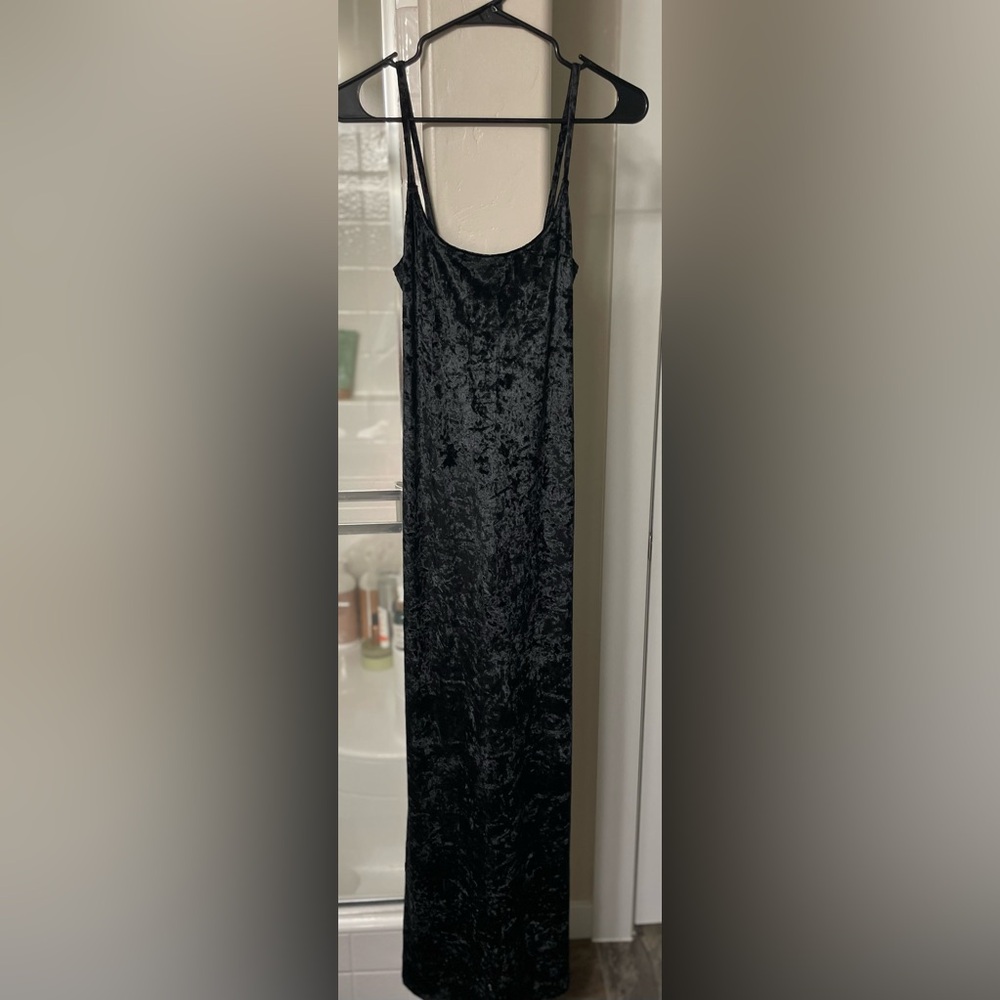 Black Velvet Maxi Slip Dress